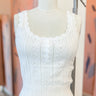 white kestan knit tank top with heart details