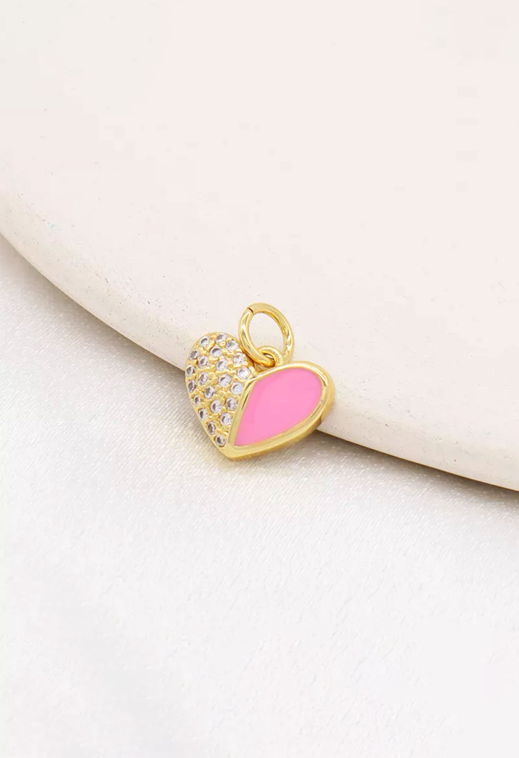 Mini Heart Charm (Pink) - Gold - KESTAN