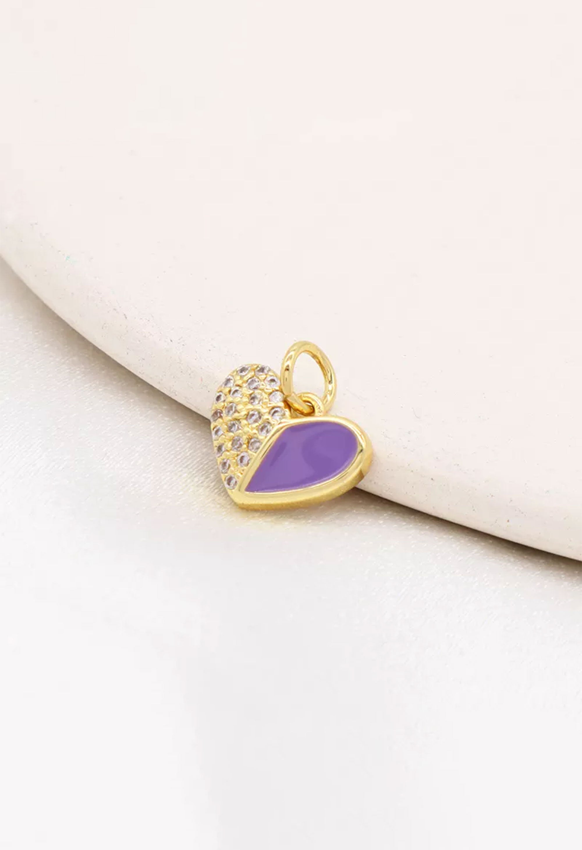 Mini Heart Charm (Purple) - Gold - KESTAN